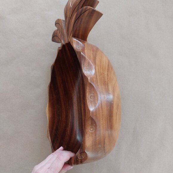 Hand-carved Large Vintage Pineapple Bowl Monkey Pod Wood Hawaii - Picture 7 of 8